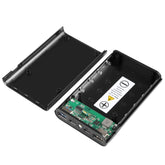 HAWEEL DIY 4x 18650 Batería (No Incluida) 12000mAh Cargador QC de Doble Vía Caja de Carcasa de Banco de Energía con 2x Salida USB y Pantalla, Soporte QC 2.0 / QC 3.0 / FCP / SFCP / AFC / MTK / BC 1.2 / PD, DIY 4x 18650 Baterías 12000mAh